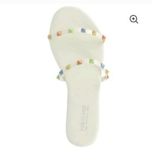 Portland Boot Company Multicolor Stud Flat Slide Sandal NWOB